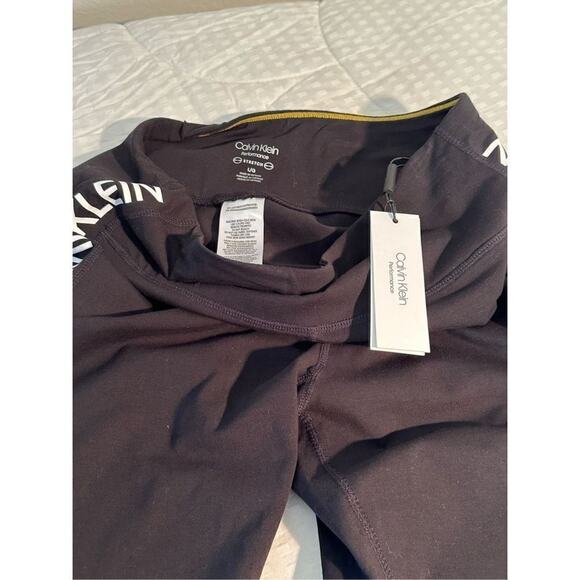 NWT Calvin Klein Womens Performance Pants Yoga Legging Logo Black White Large - Picture 8 of 14